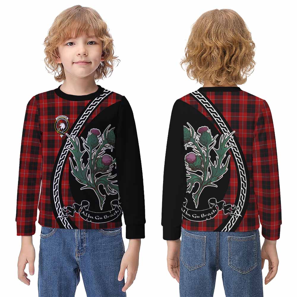 Cunningham Family Crest Tartan Kid Knitted Sweatshirt Alba Thistle Inspired - Tartan Vibes Clothing