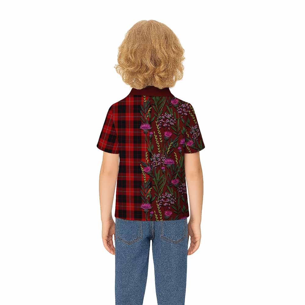 Cunningham Family Crest Tartan Kid Polo Shirt Scottish Thistle Flower Pattern Half Style - Tartan Vibes Clothing
