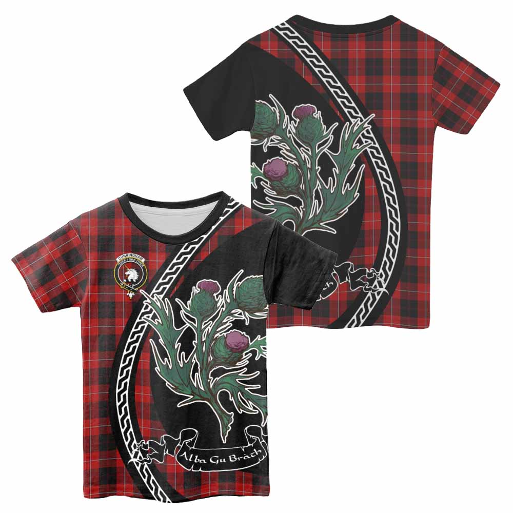 Cunningham Family Crest Tartan Kid T-shirt Alba Thistle Inspired - Tartan Vibes Clothing