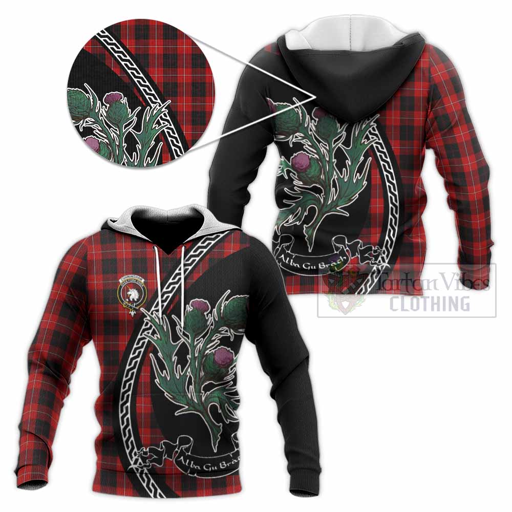 Cunningham Family Crest Tartan Knitted Hoodie Alba Thistle Inspired - Tartan Vibes Clothing