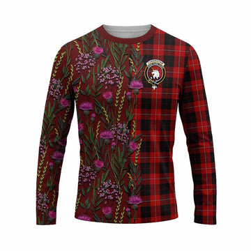 Cunningham Family Crest Tartan Long Sleeve T-Shirt Scottish Thistle Flower Pattern Half Style - Tartan Vibes Clothing