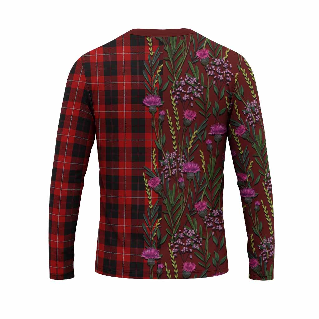 Cunningham Family Crest Tartan Long Sleeve T-Shirt Scottish Thistle Flower Pattern Half Style - Tartan Vibes Clothing