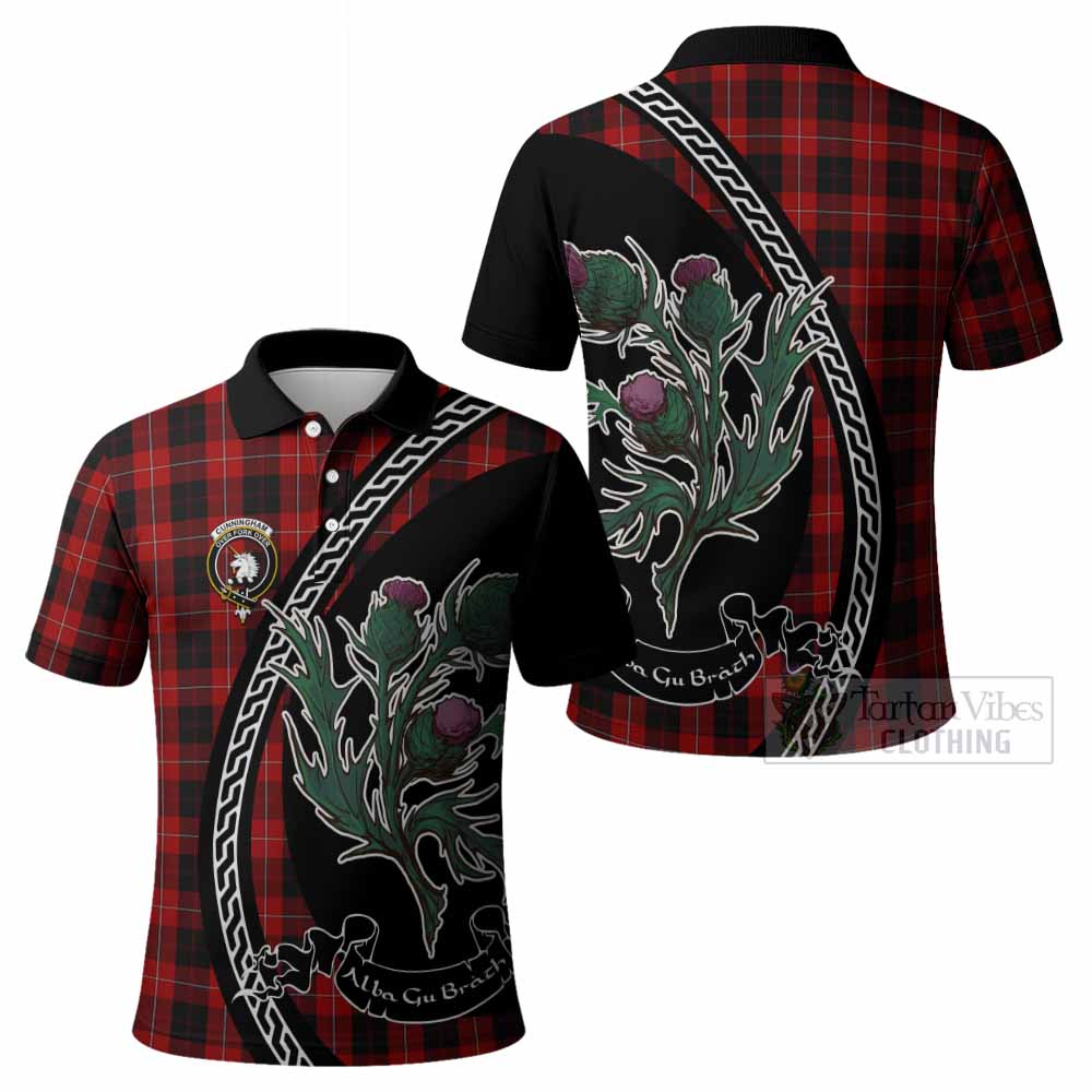 Cunningham Family Crest Tartan Polo Shirt Alba Thistle Inspired - Tartan Vibes Clothing