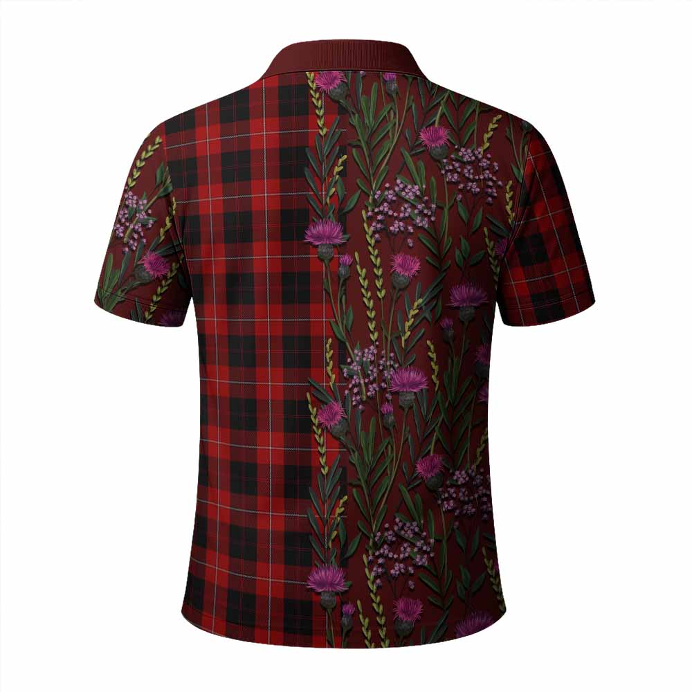 Cunningham Family Crest Tartan Polo Shirt Scottish Thistle Flower Pattern Half Style - Tartan Vibes Clothing