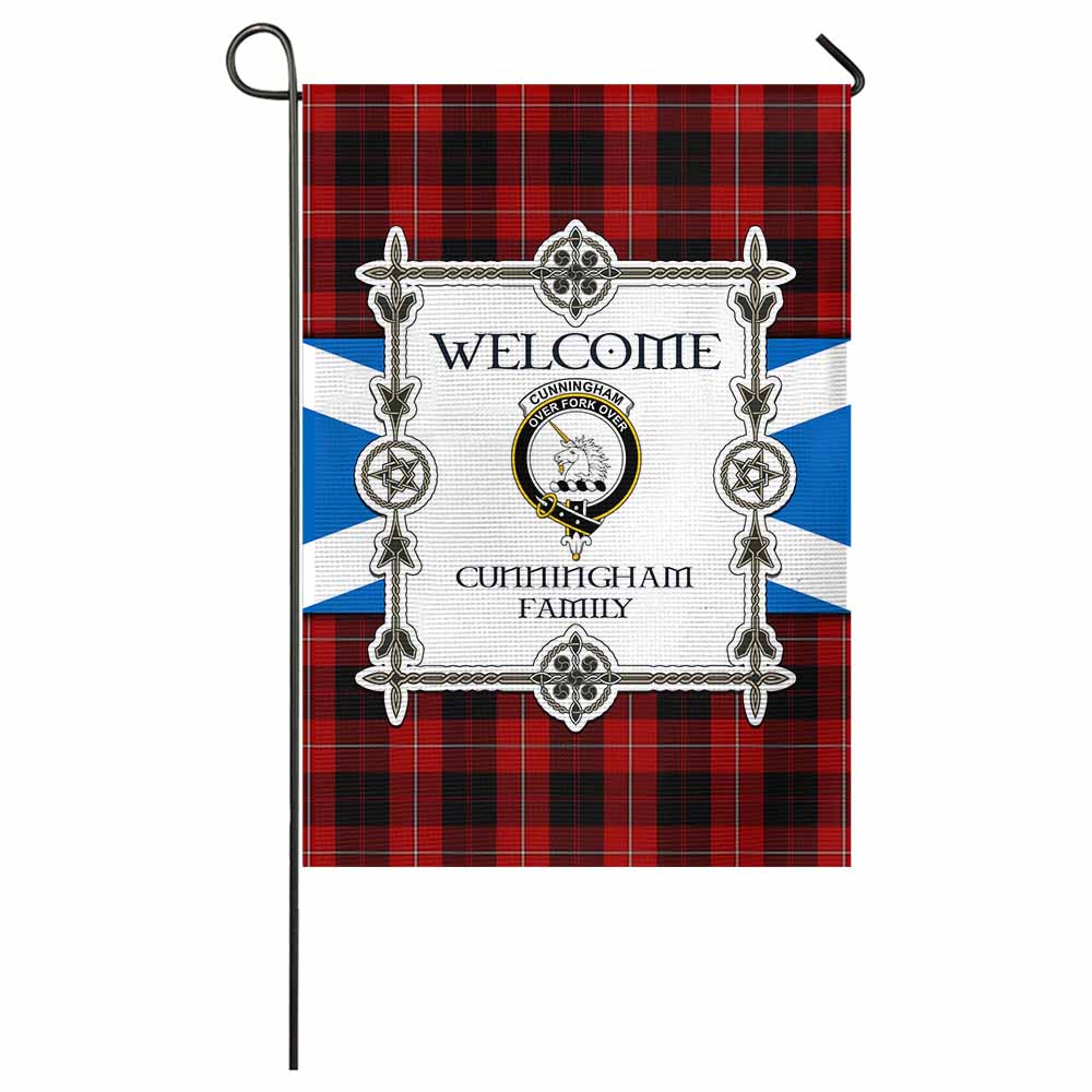 Cunningham Family Crest Tartan Welcome Garden Flag Saltire Harmony Style