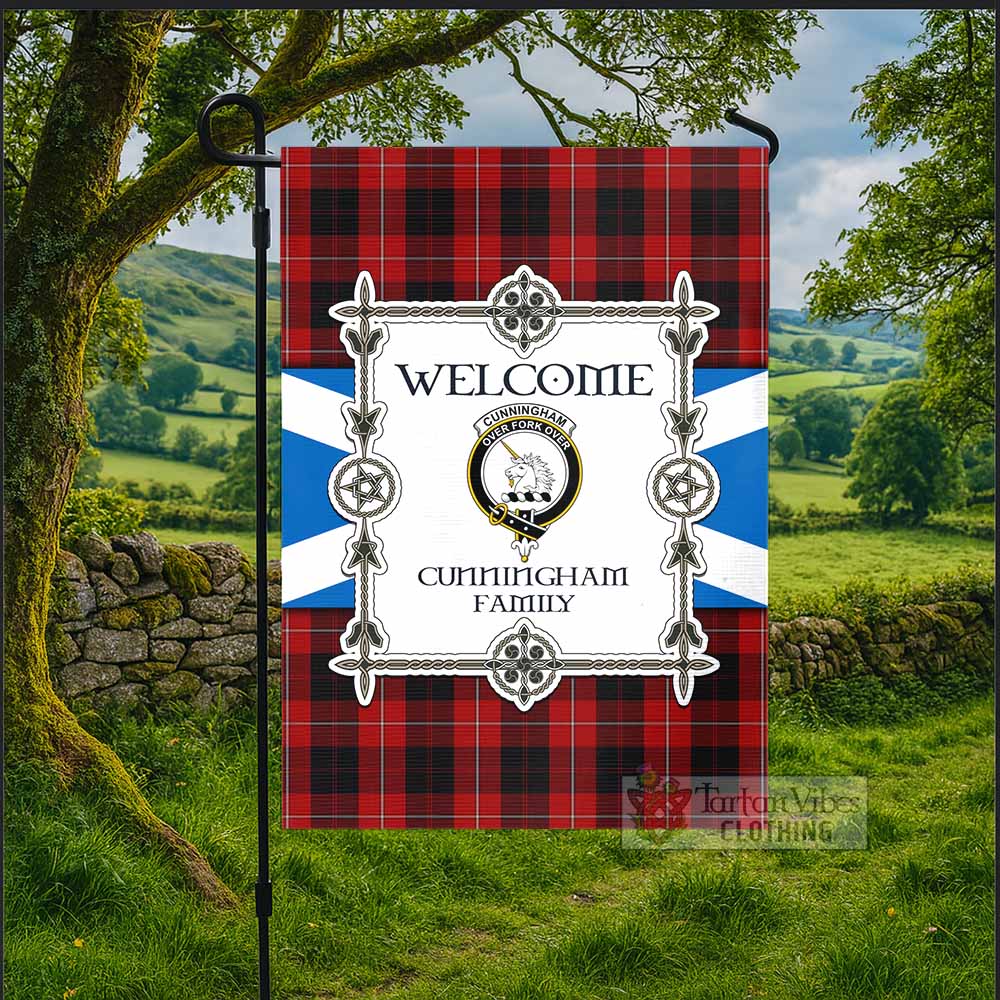 Cunningham Family Crest Tartan Welcome Garden Flag Saltire Harmony Style