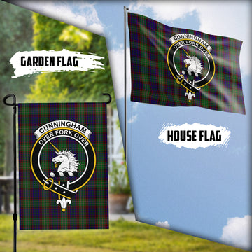 Cunningham Hunting Tartan Flag with Family Crest