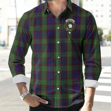 Cunningham Hunting Tartan Long Sleeve Button Up Shirt with Family Crest