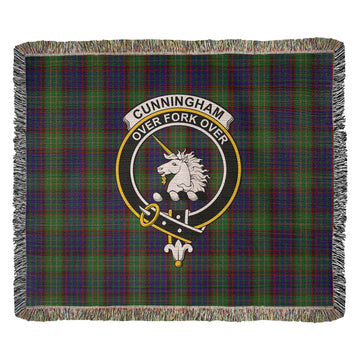 Cunningham Hunting Tartan Woven Blanket with Family Crest