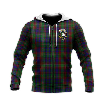 Cunningham Hunting Tartan Knitted Hoodie with Family Crest
