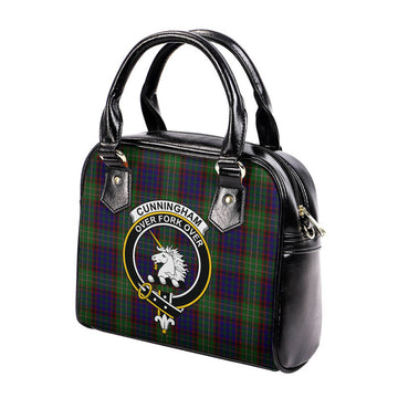 Cunningham Hunting Tartan Shoulder Handbags with Family Crest