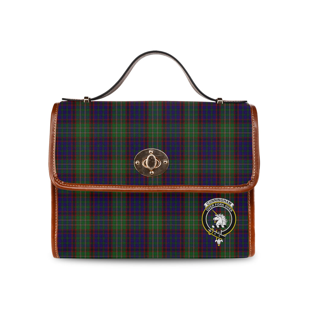 cunningham-hunting-tartan-leather-strap-waterproof-canvas-bag-with-family-crest