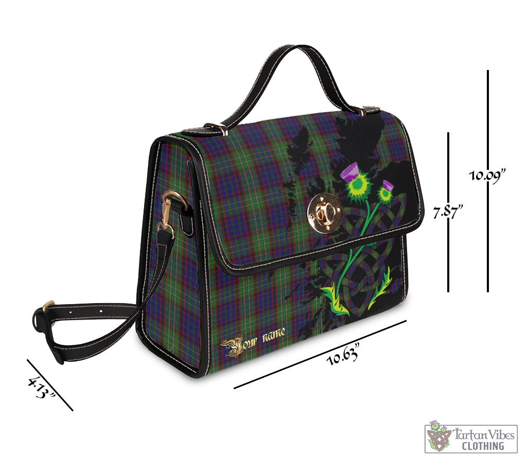 Tartan Vibes Clothing Cunningham Hunting Tartan Waterproof Canvas Bag with Scotland Map and Thistle Celtic Accents