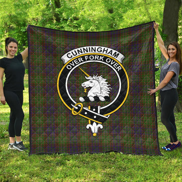Cunningham Hunting Modern Tartan Quilt with Family Crest