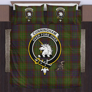 Cunningham Hunting Modern Tartan Bedding Set with Family Crest
