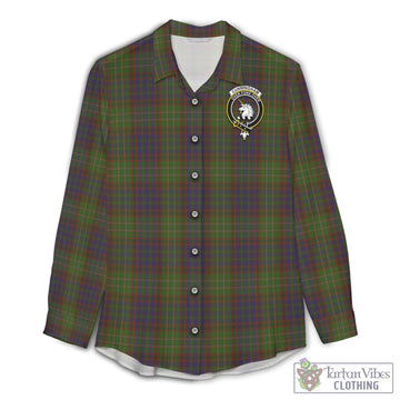 Cunningham Hunting Modern Tartan Womens Casual Shirt with Family Crest