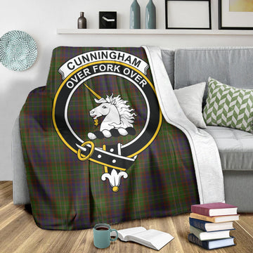 Cunningham Hunting Modern Tartan Blanket with Family Crest