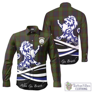 Cunningham Hunting Modern Tartan Long Sleeve Button Up Shirt with Alba Gu Brath Regal Lion Emblem
