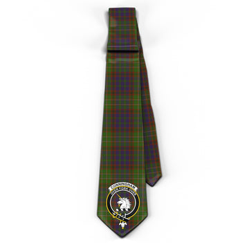 Cunningham Hunting Modern Tartan Classic Necktie with Family Crest