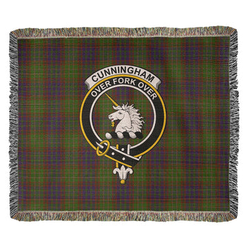 Cunningham Hunting Modern Tartan Woven Blanket with Family Crest