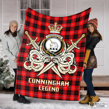 Cunningham Modern Tartan Blanket with Clan Crest and the Golden Sword of Courageous Legacy
