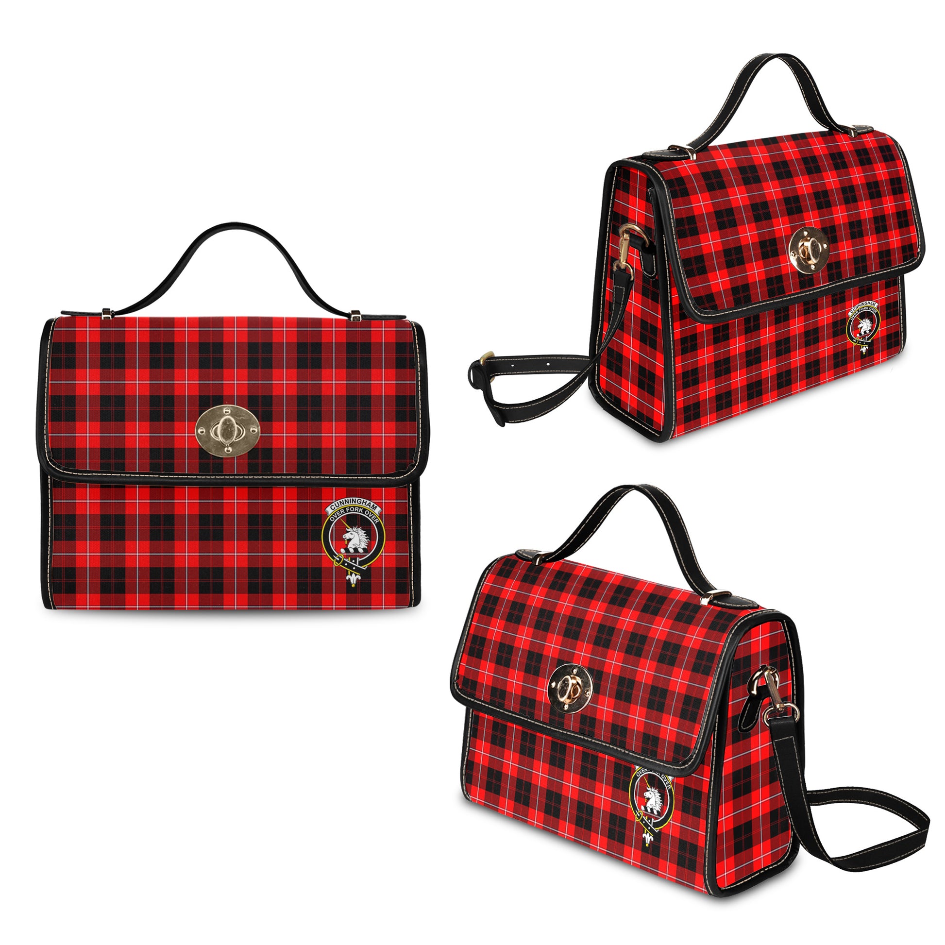 cunningham-modern-tartan-leather-strap-waterproof-canvas-bag-with-family-crest