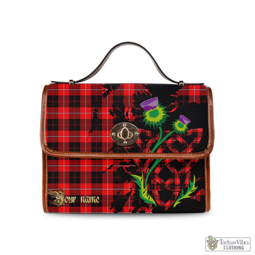Cunningham Modern Tartan Waterproof Canvas Bag with Scotland Map and Thistle Celtic Accents