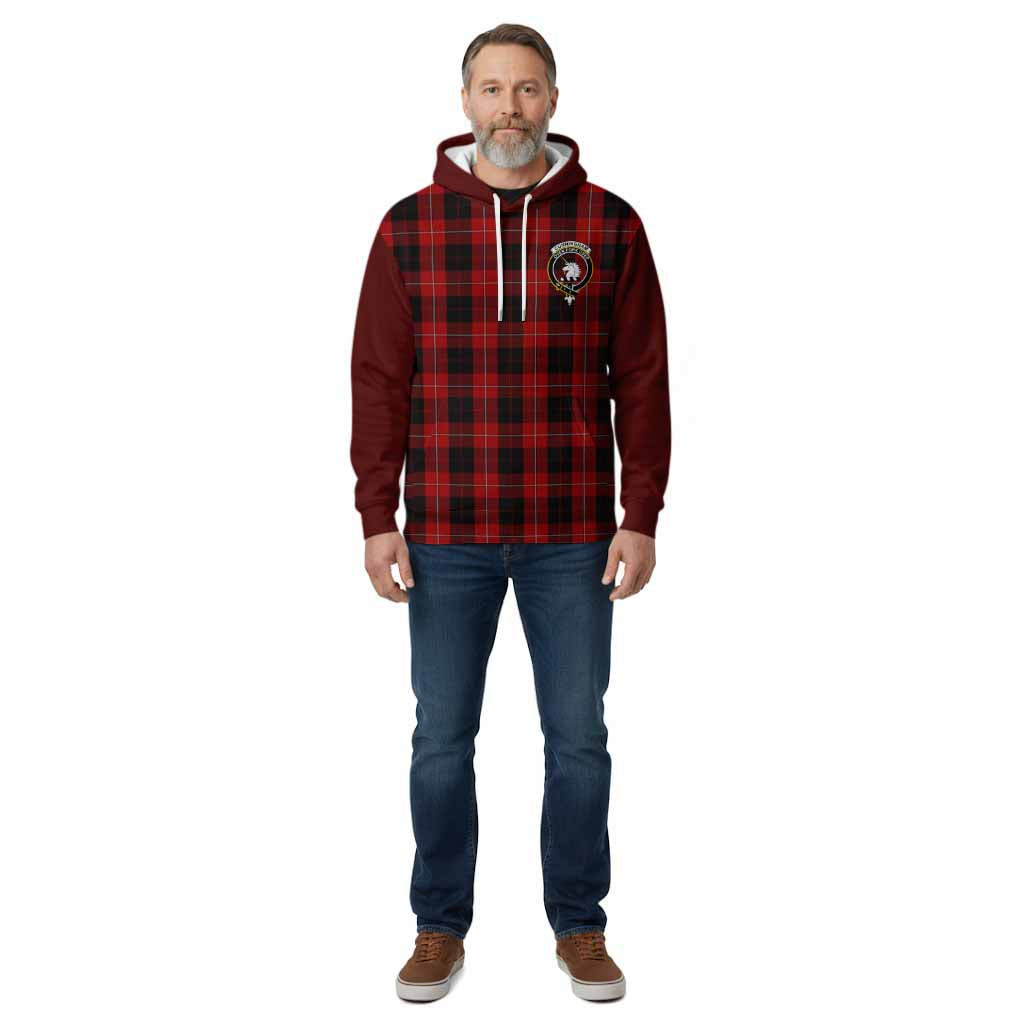Cunningham Tartan Accent Cotton Hoodie with Family Crest