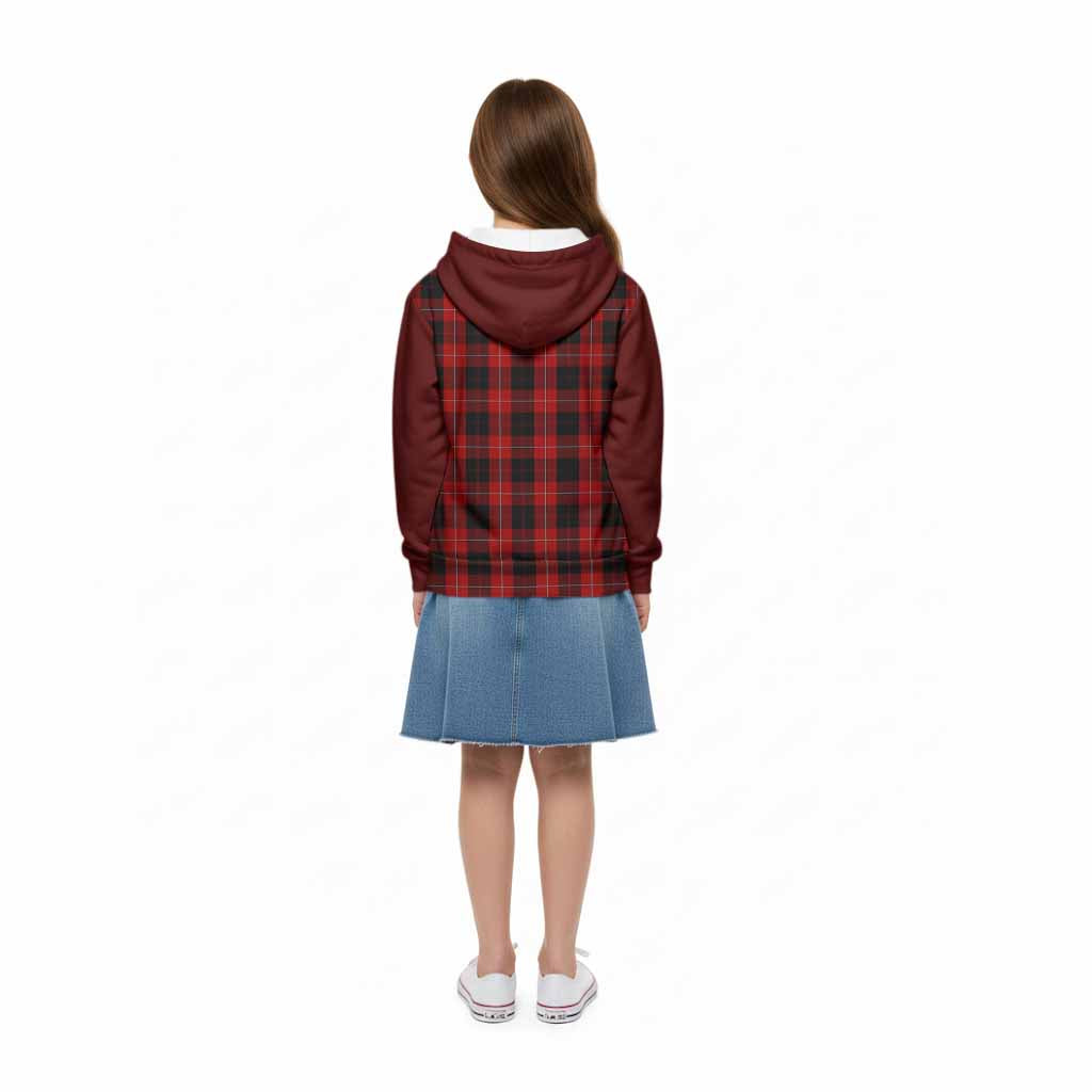 Cunningham Tartan Accent Kid Hoodie with Family Crest