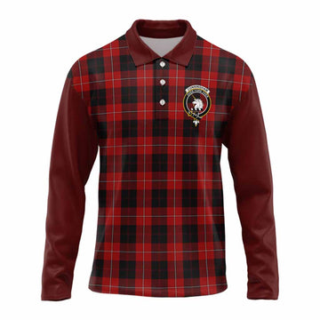 Cunningham Tartan Accent Long Sleeve Polo Shirt with Family Crest
