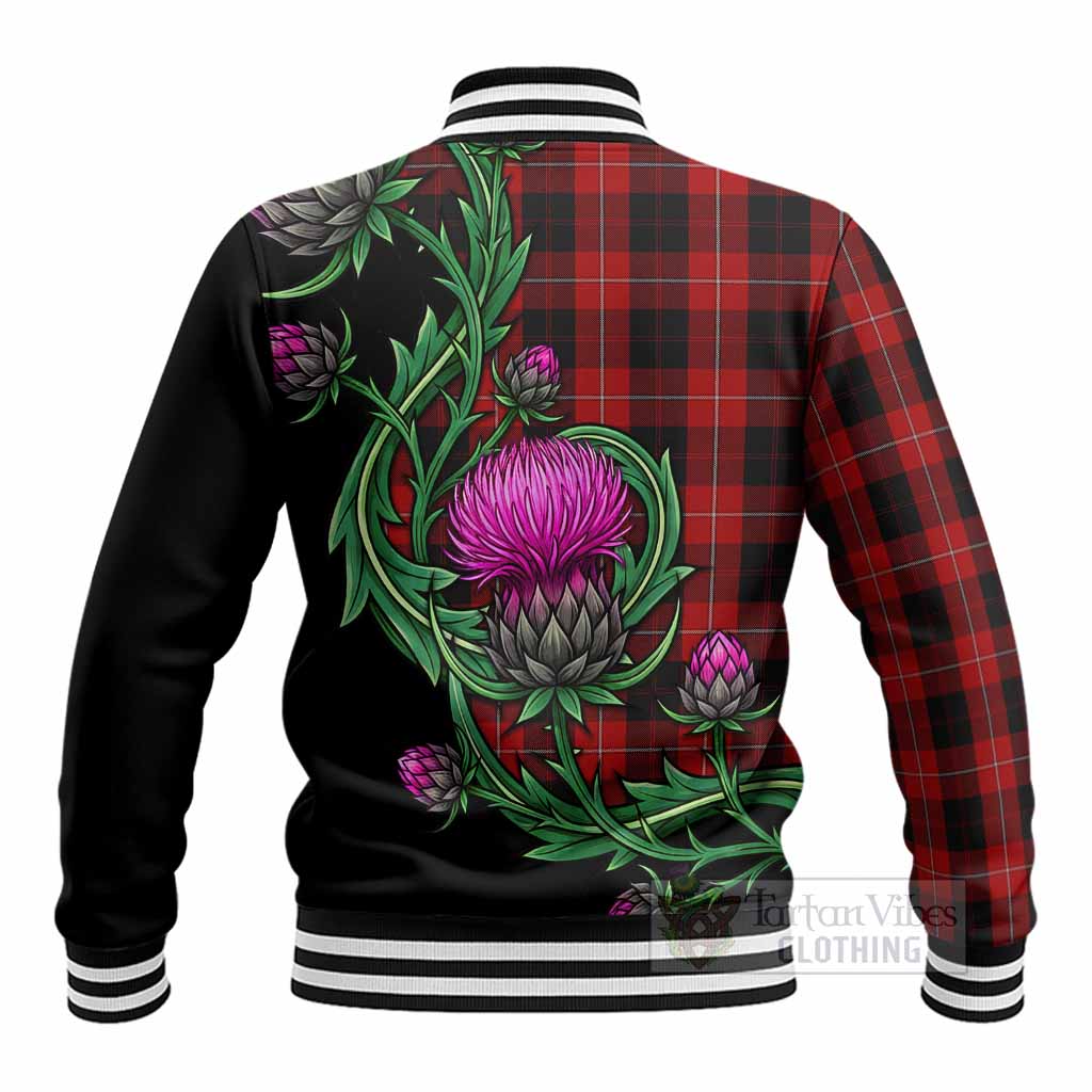 Cunningham Tartan Baseball Jacket Resilient Scottish Thistle - Tartan Vibes Clothing
