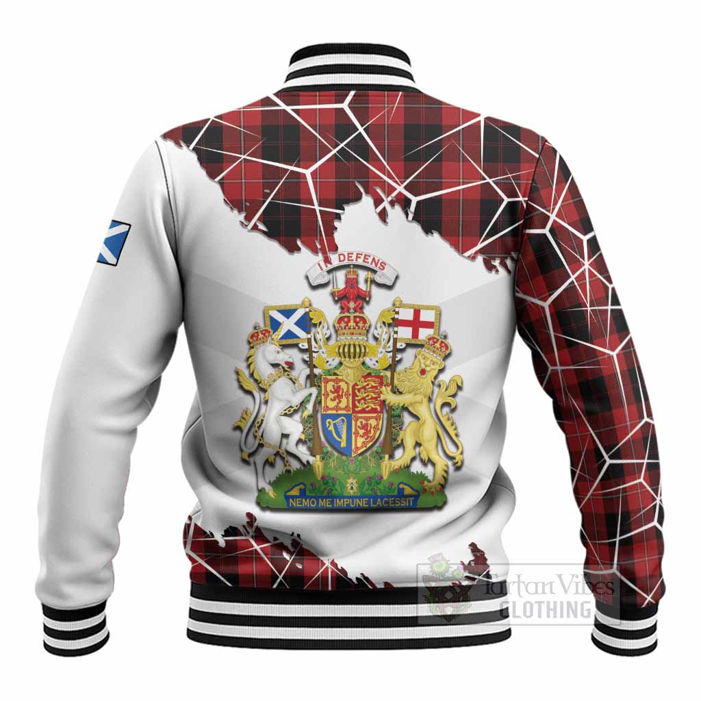 Cunningham Tartan Baseball Jacket with Family Crest and Lion Rampant Grunge Style