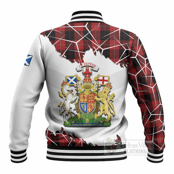 Cunningham Tartan Baseball Jacket with Family Crest and Lion Rampant Grunge Style