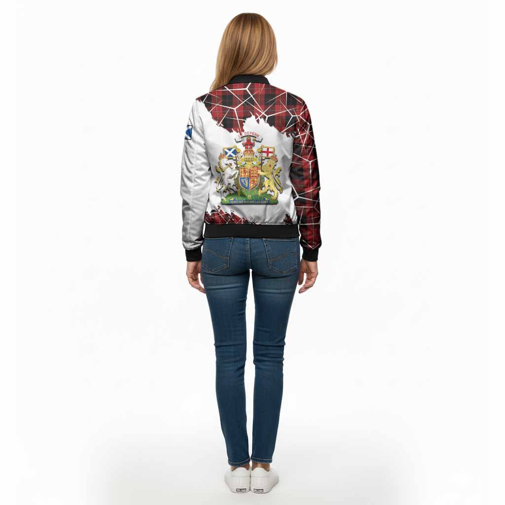 Cunningham Tartan Bomber Jacket with Family Crest and Lion Rampant Grunge Style