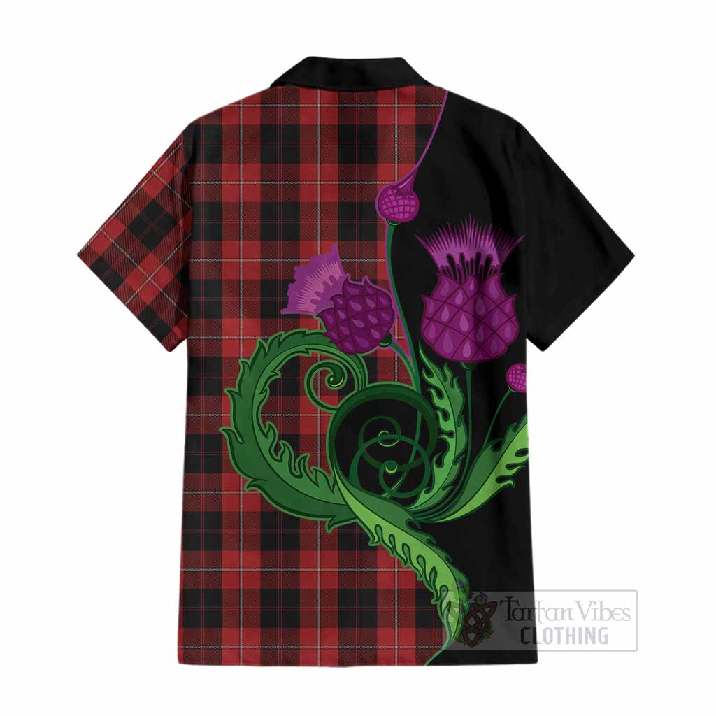 Cunningham Tartan Cotton Hawaiian Shirt Traditional Scottish Thistle