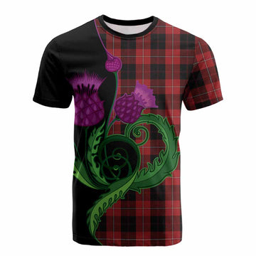 Cunningham Tartan Cotton T-shirt Traditional Scottish Thistle