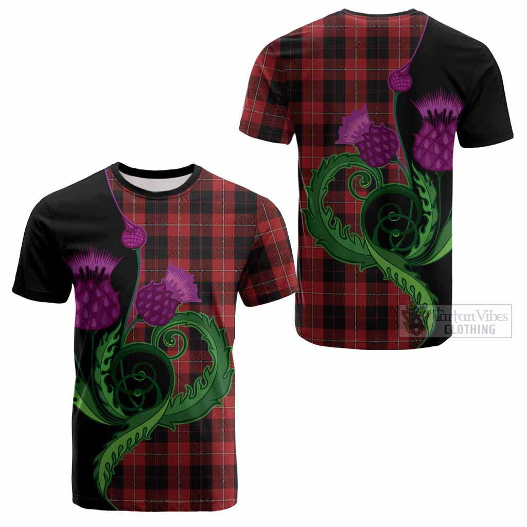 Cunningham Tartan Cotton T-shirt Traditional Scottish Thistle