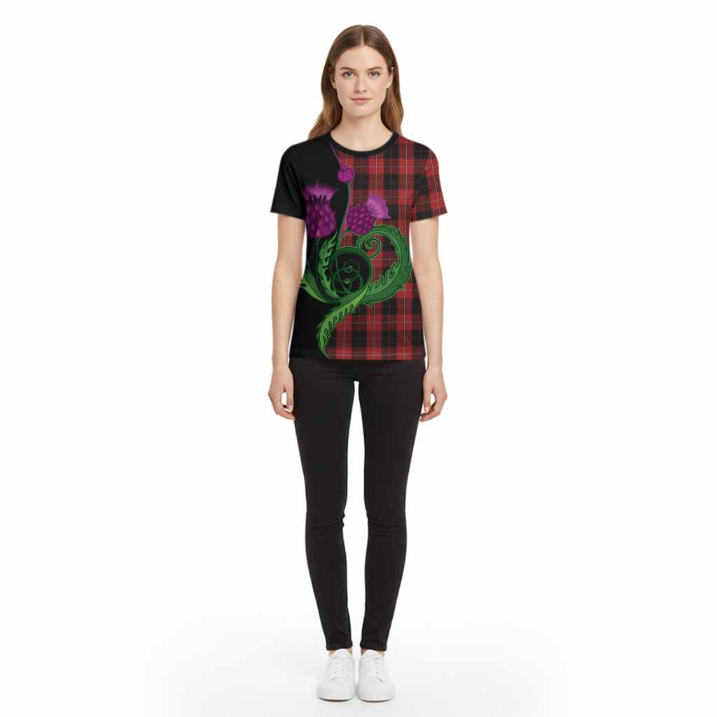 Cunningham Tartan Cotton T-shirt Traditional Scottish Thistle