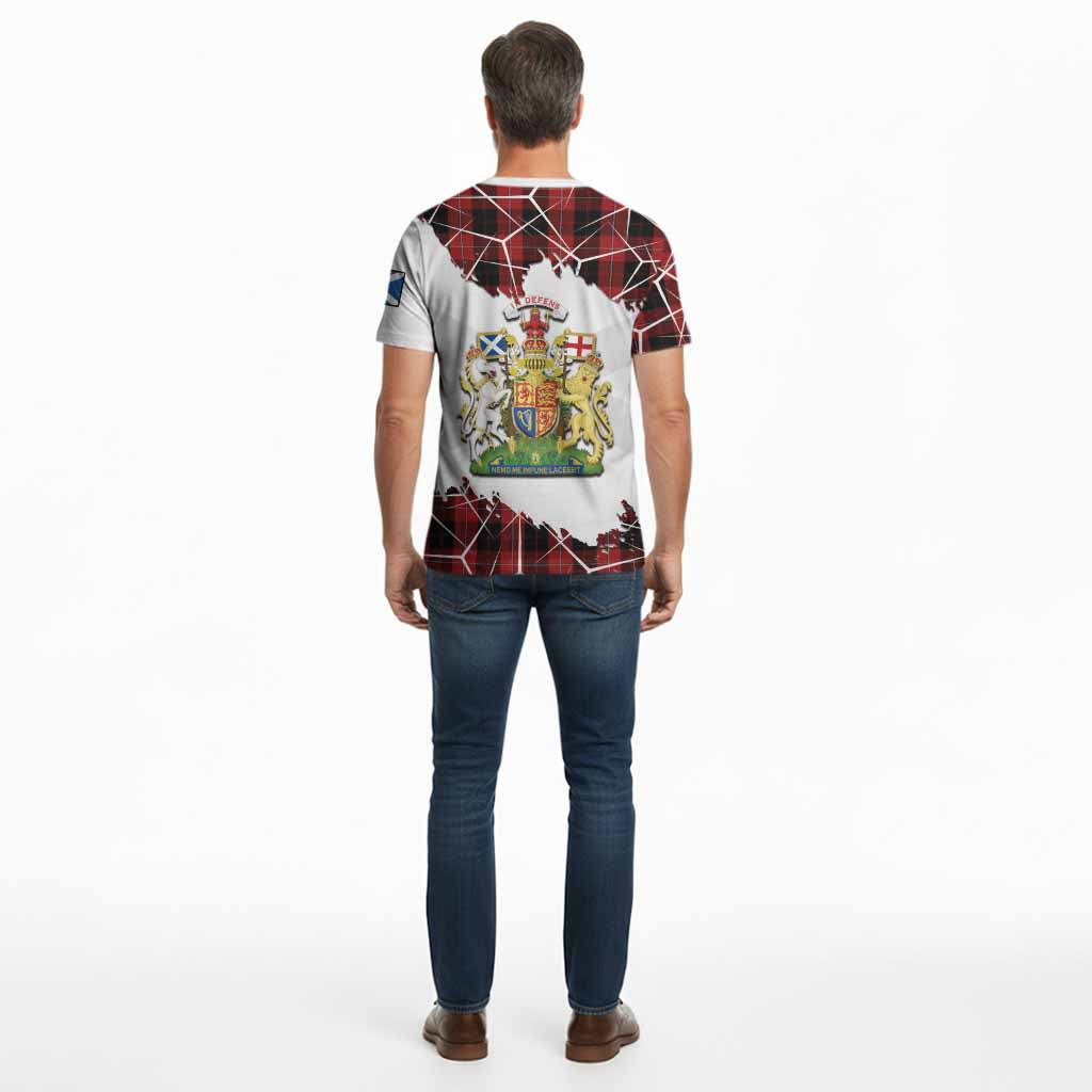 Cunningham Tartan Cotton T-shirt with Family Crest and Lion Rampant Grunge Style