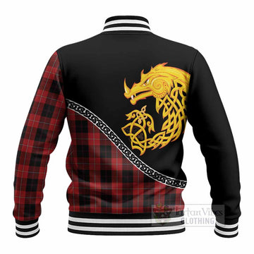 Cunningham Tartan Crest Baseball Jacket Legendary Dragon Knot Half Style