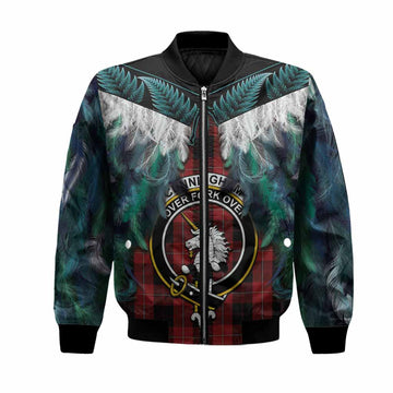 Cunningham Tartan Crest Bomber Jacket New Zealand Maori Korowai Cloak