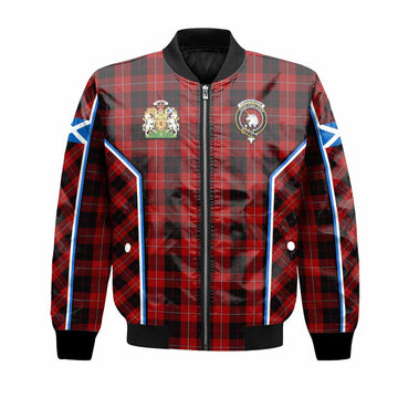 Cunningham Tartan Crest Bomber Jacket Scotland Coat of Arm Flag Style