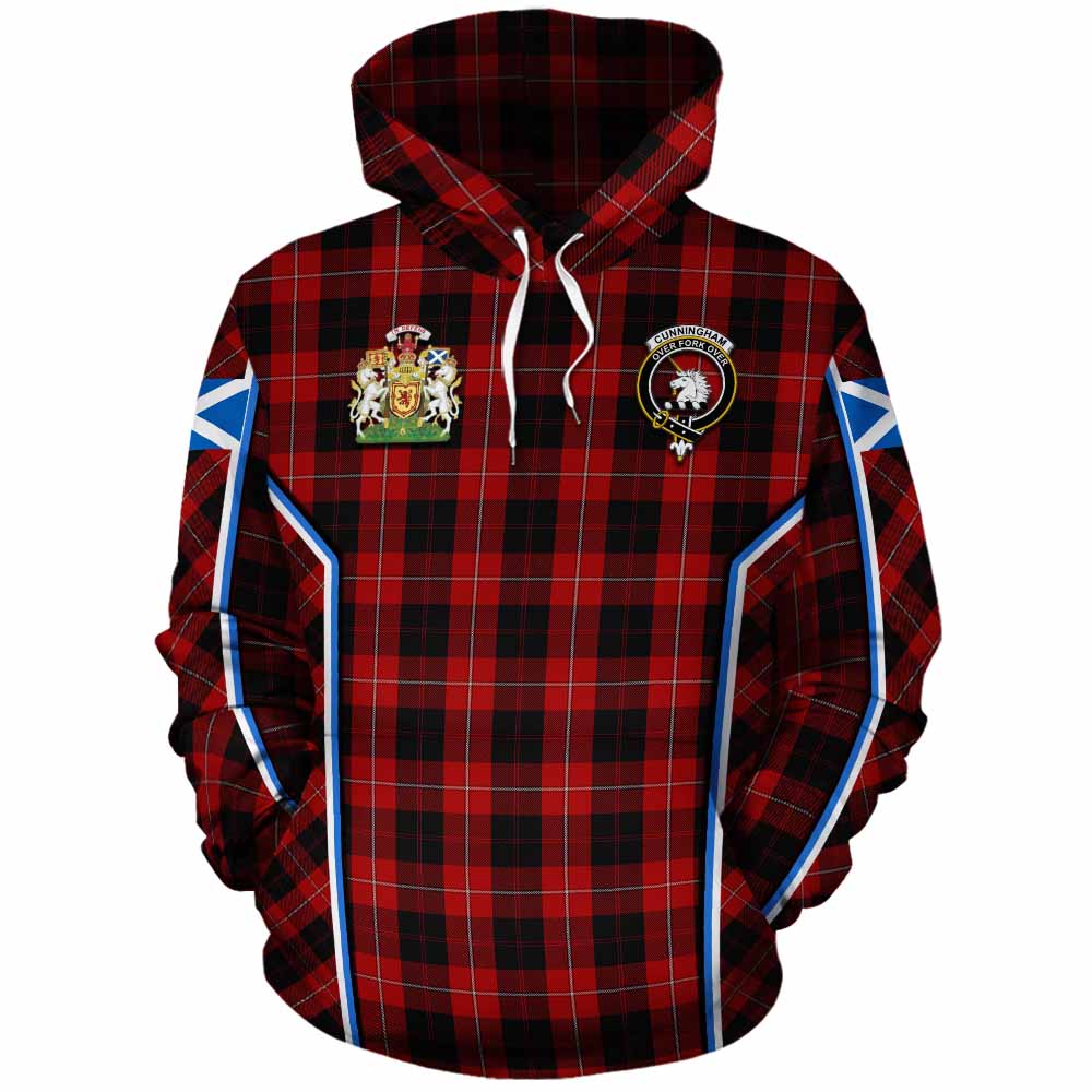 Cunningham Tartan Crest Cotton Hoodie Scotland Coat of Arm Flag Style - Tartan Vibes Clothing