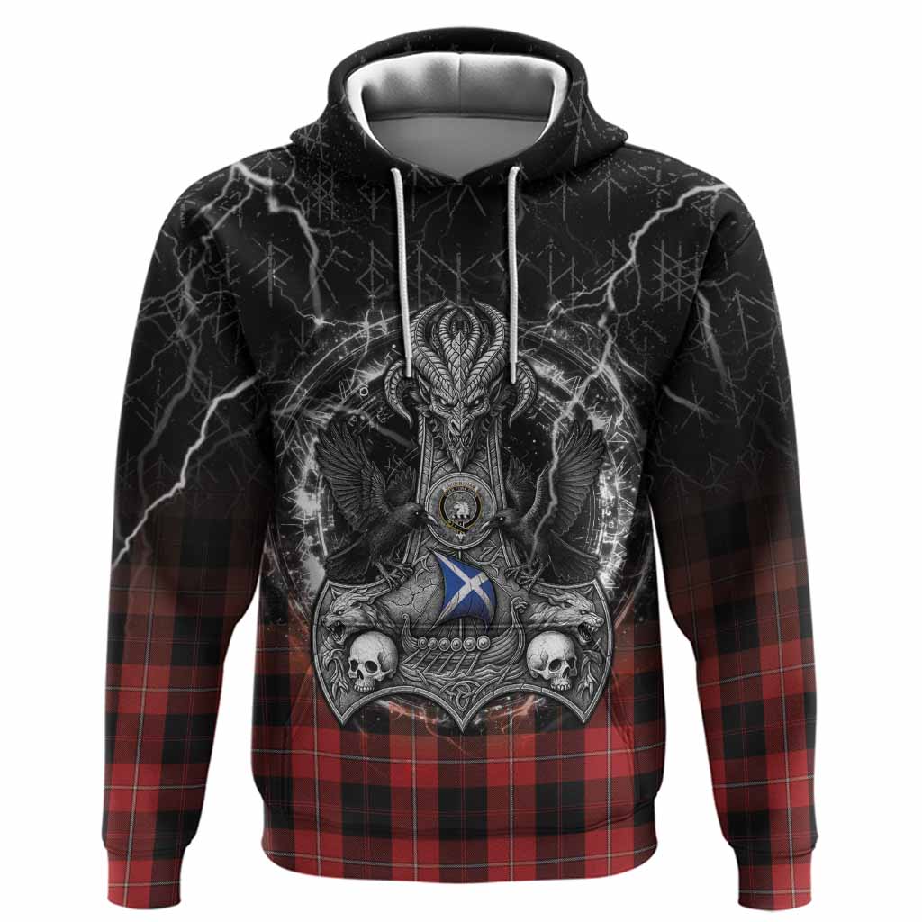 Cunningham Tartan Crest Hoodie Celtic Odin's Raven Legacy