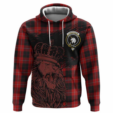 Cunningham Tartan Crest Hoodie Crowned Lion Heritage Style