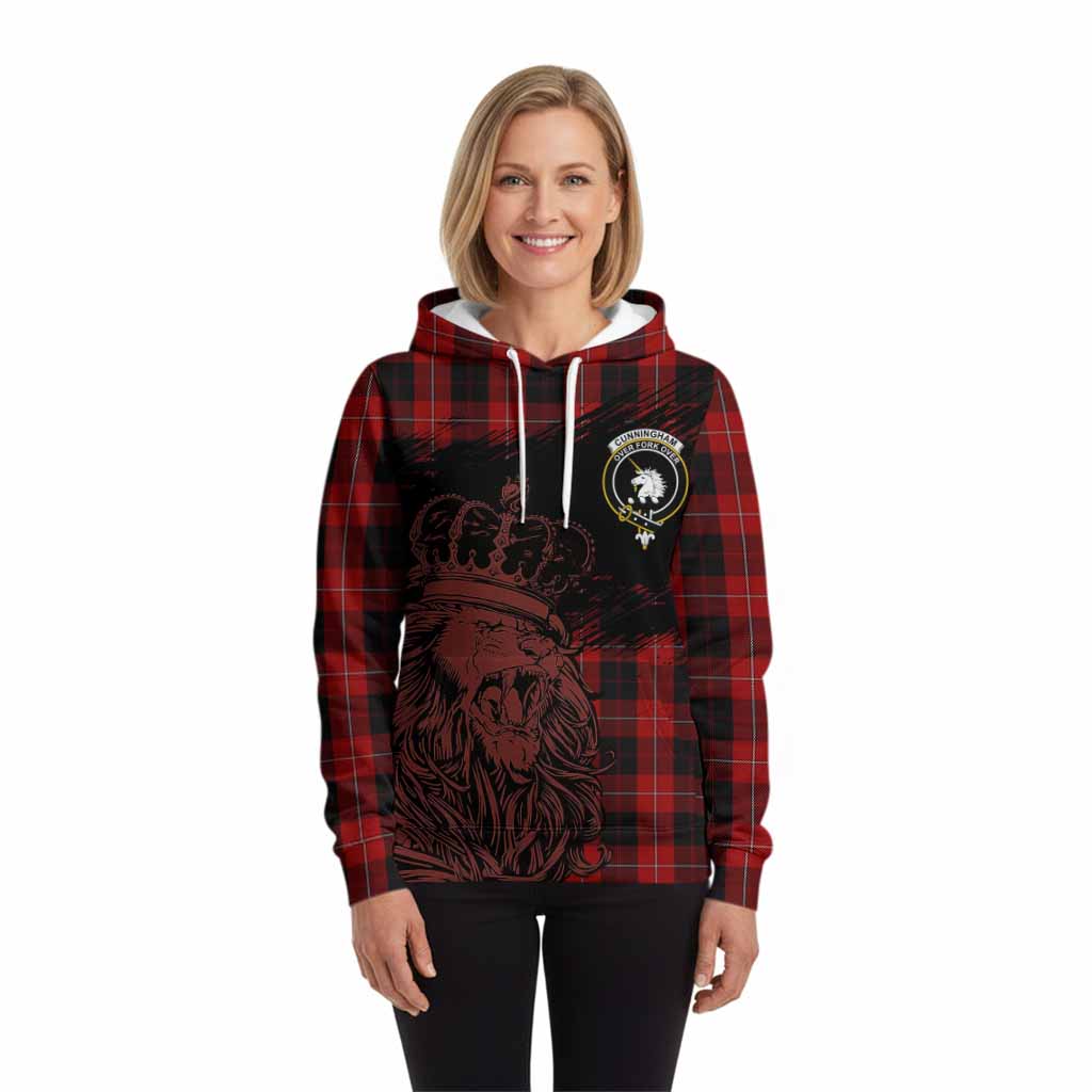 Cunningham Tartan Crest Hoodie Crowned Lion Heritage Style