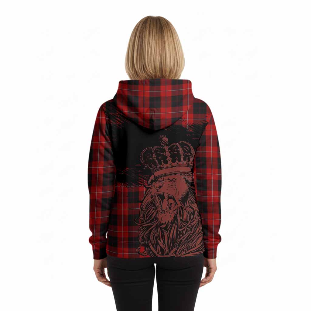Cunningham Tartan Crest Hoodie Crowned Lion Heritage Style