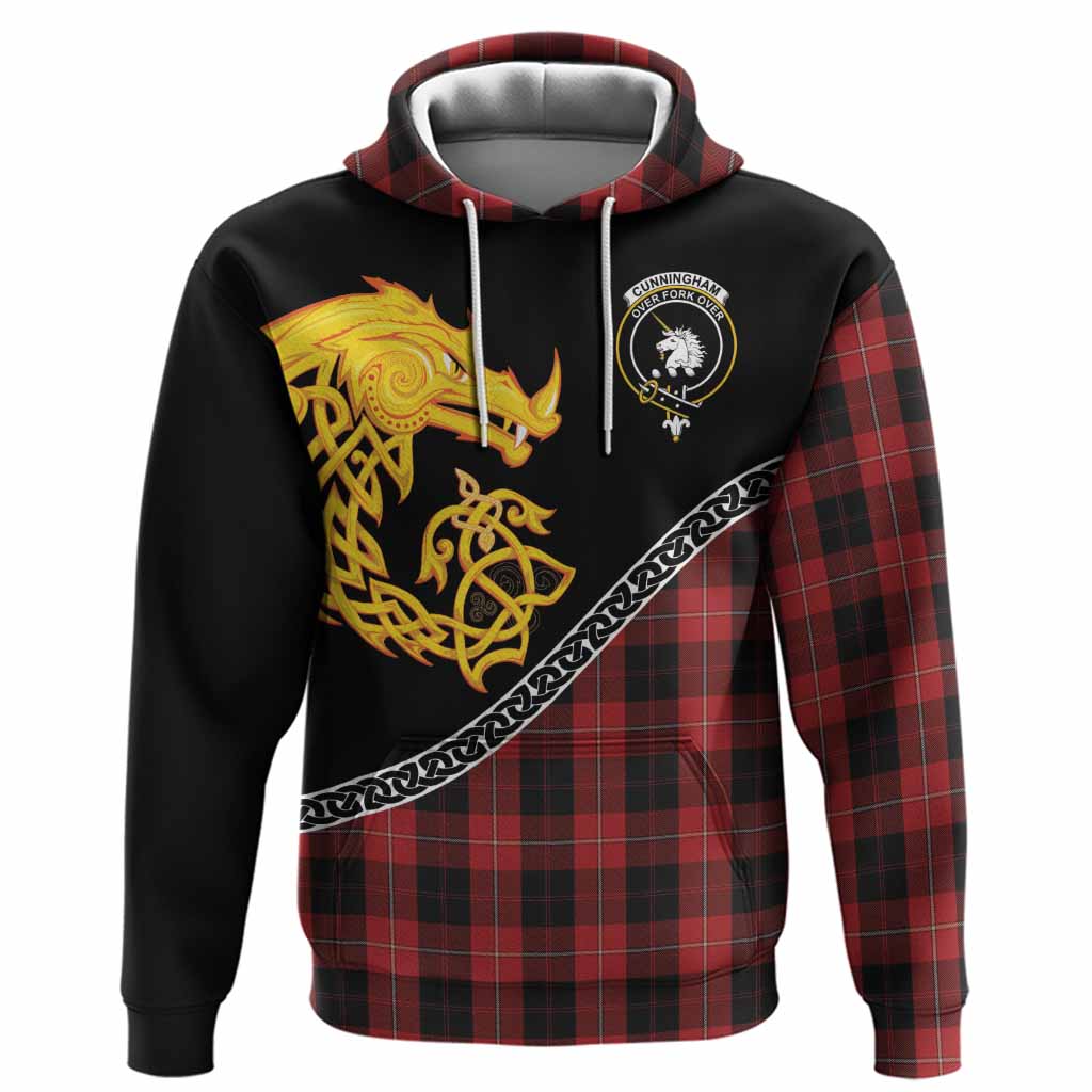 Cunningham Tartan Crest Hoodie Legendary Dragon Knot Half Style