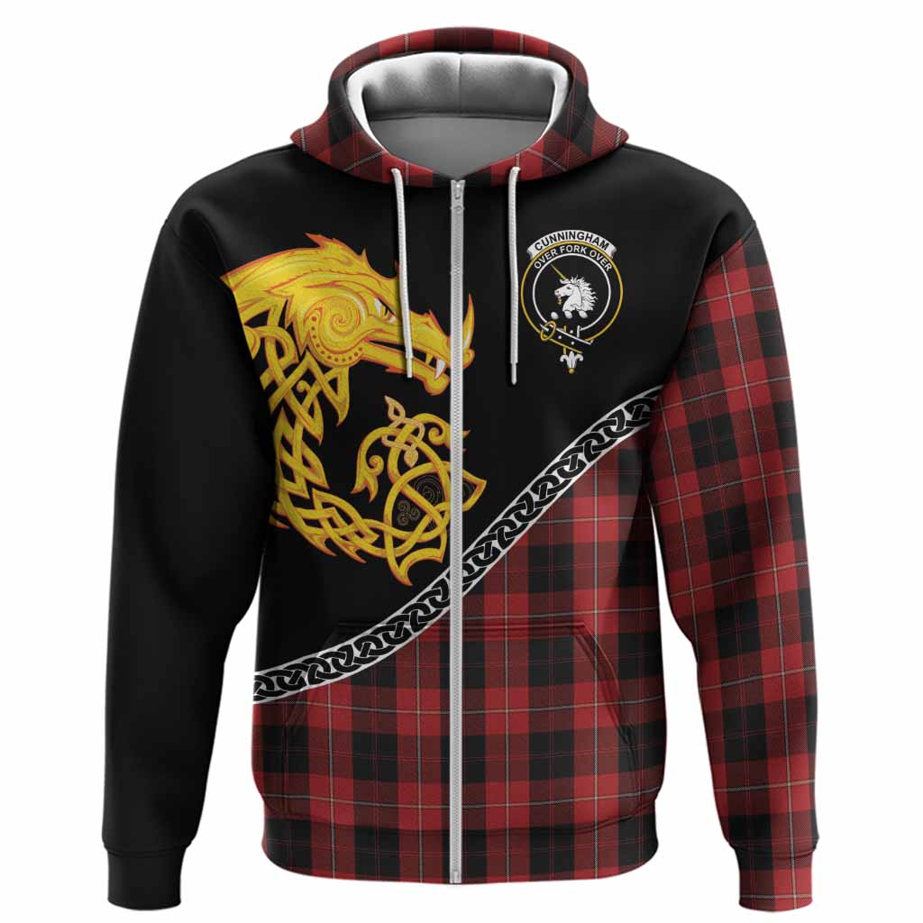 Cunningham Tartan Crest Hoodie Legendary Dragon Knot Half Style