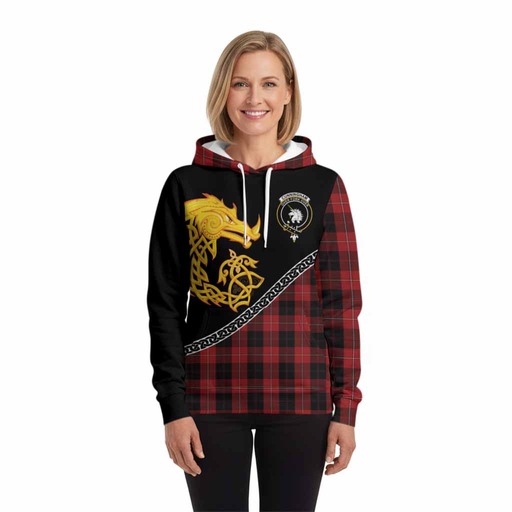 Cunningham Tartan Crest Hoodie Legendary Dragon Knot Half Style